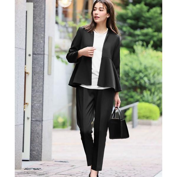 セットアップ ノーカラーペプラムジャケット テーパードパンツ セットアップ スーツ フォーマル セレ...