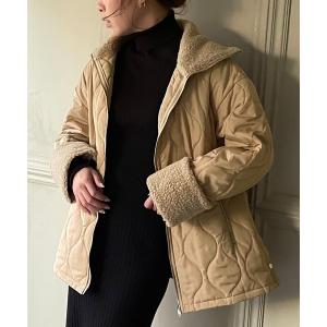 アウター ボア切り替えキルティングコート