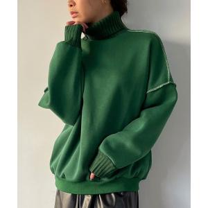トレーナー スウェット タートルネックドロップショルダートレーナー レディース