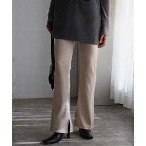 ワイドパンツ パンツ サイドスリット裏起毛レギンスパンツ レディース