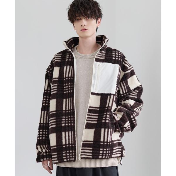 ブルゾン アウター 「25AW」防風ボア袖ライン切替スタンドネックジャケット(ドローコード付き) メ...