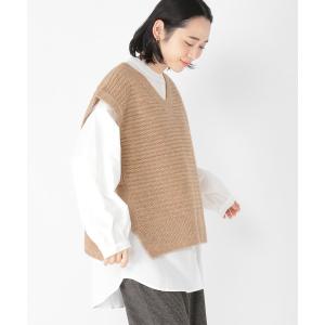 ニット セーター 5ゲージ軽ふわベストSETシャツ レディース