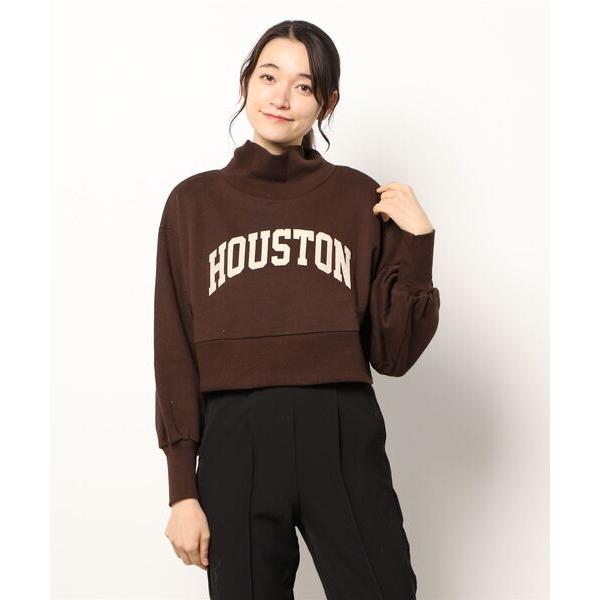 トレーナー スウェット 裏起毛ロゴプリントショート丈プルオーバー レディース