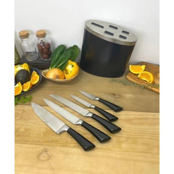 キッチン レディース スタンド付きブラックハンドルナイフ 5本セット/包丁 包丁セット