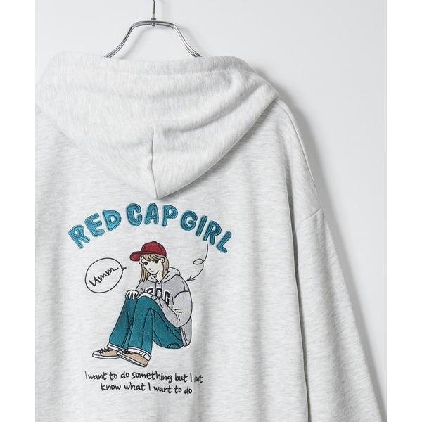 パーカー 「a-r」「RedCapGirl/レッドキャップガール」バックサテン刺繍 ルーズサイズ フ...