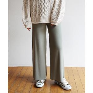 パンツ レーヨンナイロン総針ニットワイドパンツ