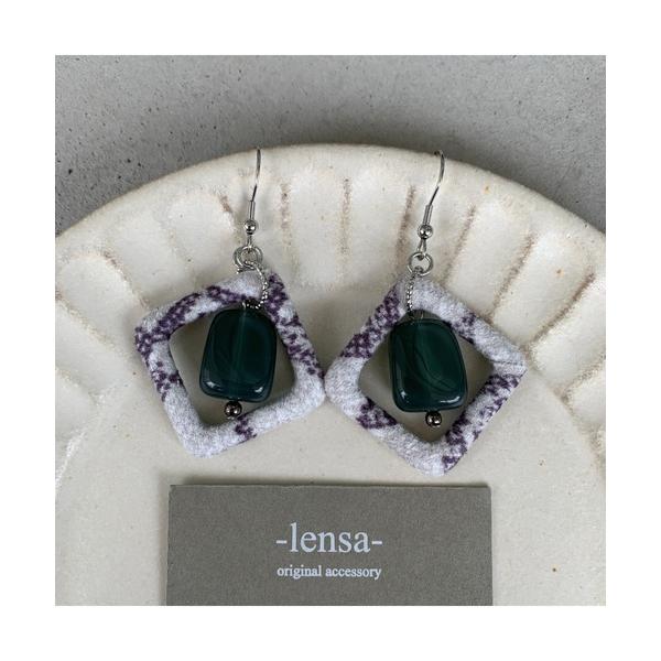 ピアス 「-lensa-」柄×カラーピアス(パイソングレー）(MA) レディース