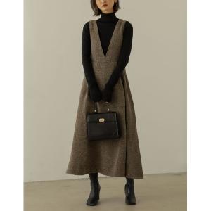 ワンピース ジャンパースカート 「低身長サイズ有」ツイードジャンパースカート レディース