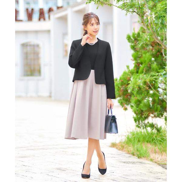 セットアップ ダンボールノーカラージャケット ミディアム丈フレアワンピース セットアップ スーツ フ...