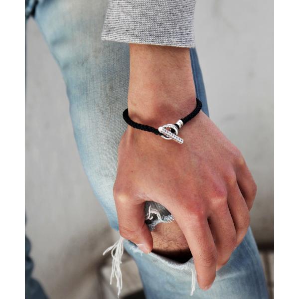 メンズ ブレスレット Black Knit Star Bracelet