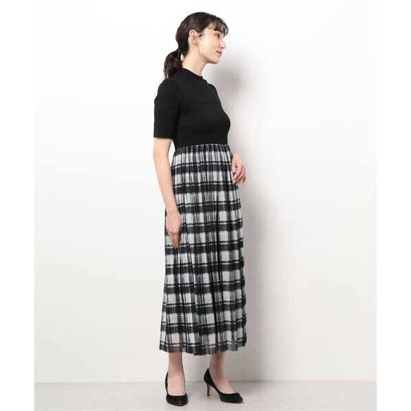 ワンピース SALON1979/チュール切替ハイネックワンピース