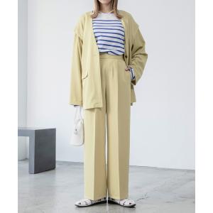 セットアップ 2wayノーカラーテーラードジャケット/ジレ＆センタープレスパンツ