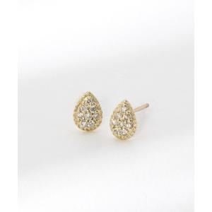 ピアス 「anq.」K10 ペアシェイプ　ダイヤモンドパヴェピアス レディース