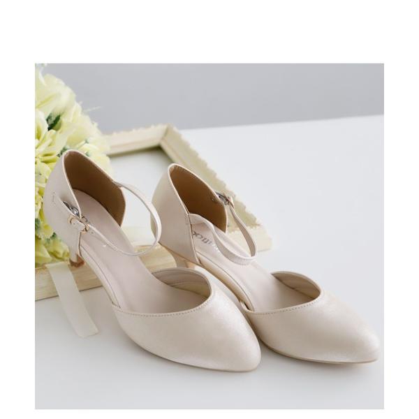 パンプス 「Cupid Heart」結婚式パンプス　シャイニーサテンストラップ付パンプス