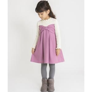 ワンピース リボンデザインドッキングワンピース キッズ