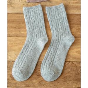靴下 ケーブル編みソックス レディース