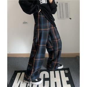 パンツ 「WARAIJOGO」チェック柄ルーズワイドレッグパンツ(NEZ) レディース メンズ