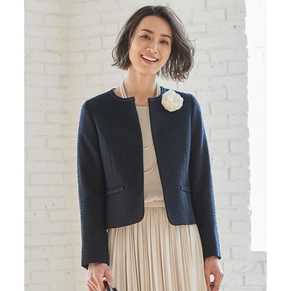 ジャケット ノーカラージャケット MIXスラブツイード ジャケット レディース