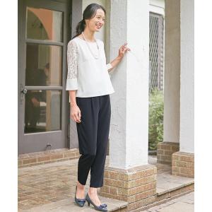 レディース セットアップ 「洗える」七分袖ブラウス×パンツ セットアップ