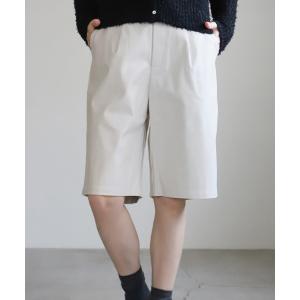ハーフパンツ パンツ 短パン フェイクレザーハーフパンツ レディース