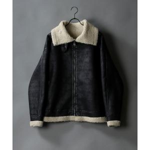 コート ムートンコート メンズ synthetic leather mouton  B-3 jacket/フェイクレザ- ムートン B-3ジャケット｜zozo