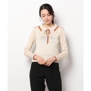 ポロシャツ 【BLANC FICELLE】リボン付き　ニット　スキッパー