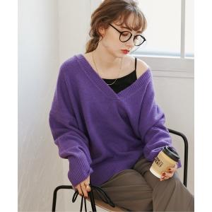 ニット オーバーサイズ 深Vネックニットプルオーバー