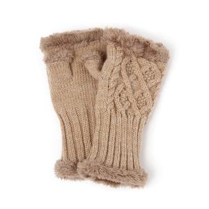 レディース 手袋 指なしニットグローブ