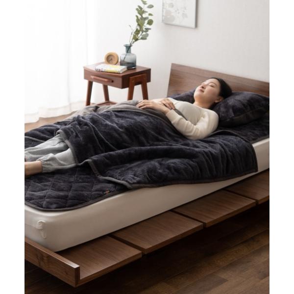 ベッド 寝具 +2℃ 2枚合わせあったか毛布/ハーフサイズ もちふわ触感「EMOORHEAT」エムー...