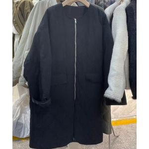 ノーカラーコート コート ビッグシルエットキルティングコート レディース