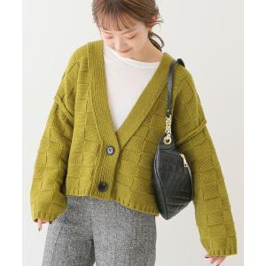 カーディガン SLOBE citron. ブロック編みニット◆