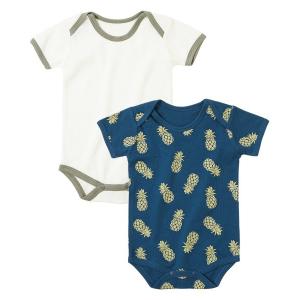 ベビー服 2枚セット 綿100% 吸汗速乾 ボーイズ メッシュボディスーツ