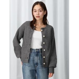 カーディガン パールボタンラグランカーディガン レディース
