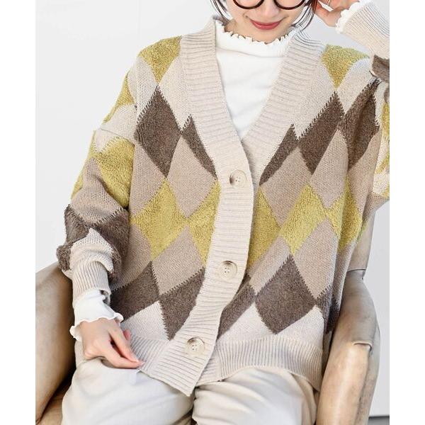 カーディガン サガラアーガイルニットカーディガン レディース