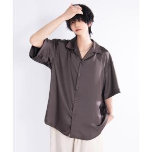 シャツ ブラウス  extra quality polysatin open collar shirt