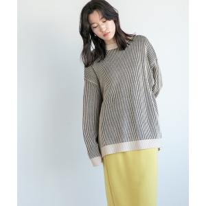 ニット ストライプクルーネックニット　260501