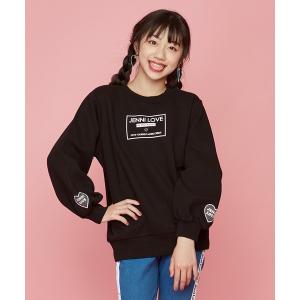 スウェット 裏起毛袖ハートチュールトレーナー