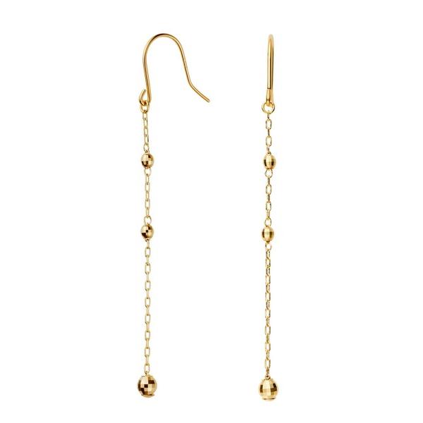 ピアス K10イエローゴールド ミラーボールチェーンロングピアス レディース