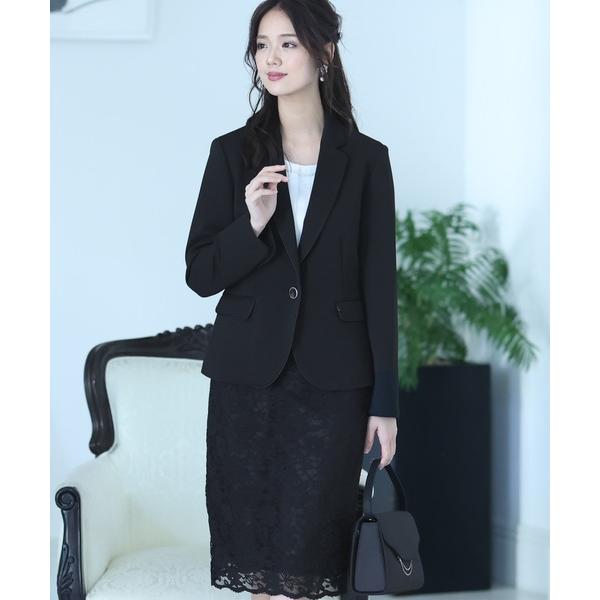 セットアップ 選べるJK2種類スカートフォーマル喪服＆卒業式ノーカラージャケットレーススカートセレモ...