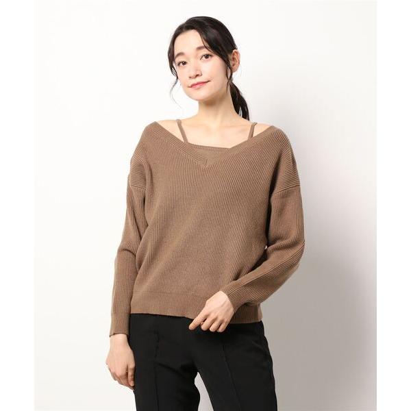 ニット セーター 「 2点セット 」アメスリキャミ×Vネックニットトップス「C5824」 レディース