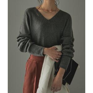 ニット セーター Vネックリブニット レディース