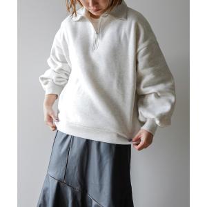 スウェット 裏起毛フロントハーフジッププルオーバー