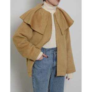 ダウン ダウンジャケット レディース 起毛シャギービッグカラーブルゾン