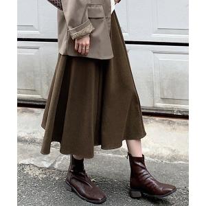 スカート レディース Aライン起毛ベーシックフレアスカート