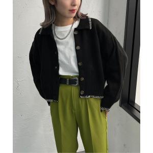 カーディガン ステッチ使い襟付きカーディガン【ZOZOTOWN限定アイテム】