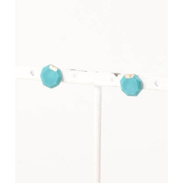 ピアス 「irodori」kotsubu 陶ピアス(八角・ ターコイズ） レディース