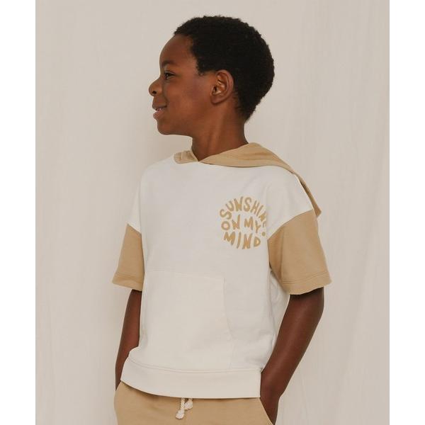パーカー short sleeve hoodie / ivory almond キッズ 子供服 男の...