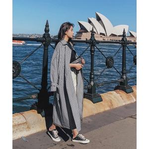 トレンチコート コート ギンガムチェックトレンチコート レディース