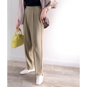 パンツ スラックス 美脚魅せ。吸水速乾＆UVカット付のカットジョーゼットテーパードパンツ