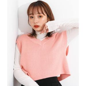 ベスト ジレ ショート丈2wayチルデンニットベスト レディース